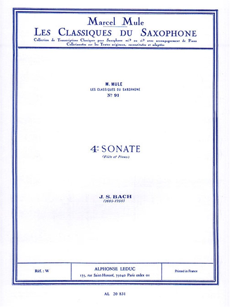 J. S. Bach: 4th Sonata - Saxophone Classics n.91