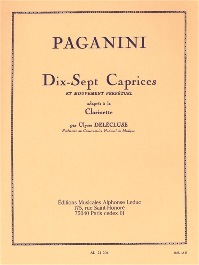 17 Caprices adapted for Clarinet