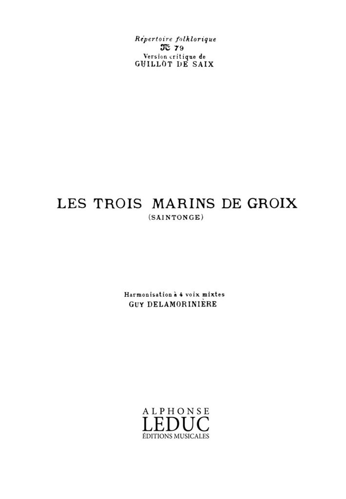 Repertoire Folklorique No79 Les 3 Marins de Groix