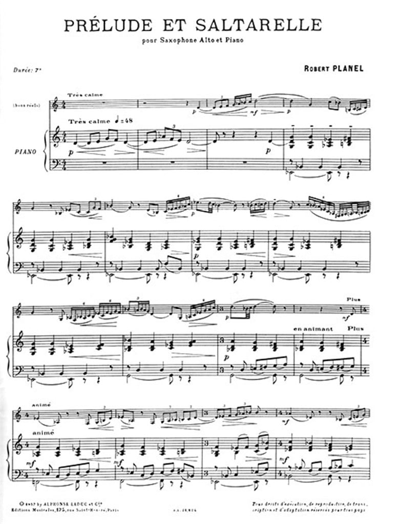 Prélude et Saltarelle pour saxophone et piano