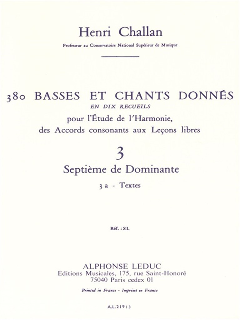 380 Basses Et Chants Donnés - Volume 3A