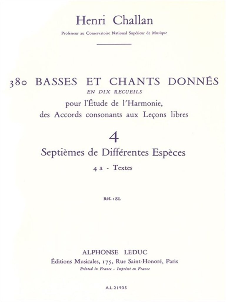 380 Basses Et Chants Donnés - Volume 4A