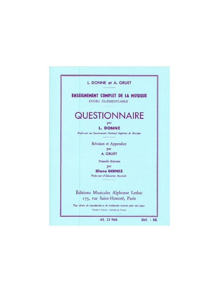 Donne Questionnaire Elementaire Teaching Material