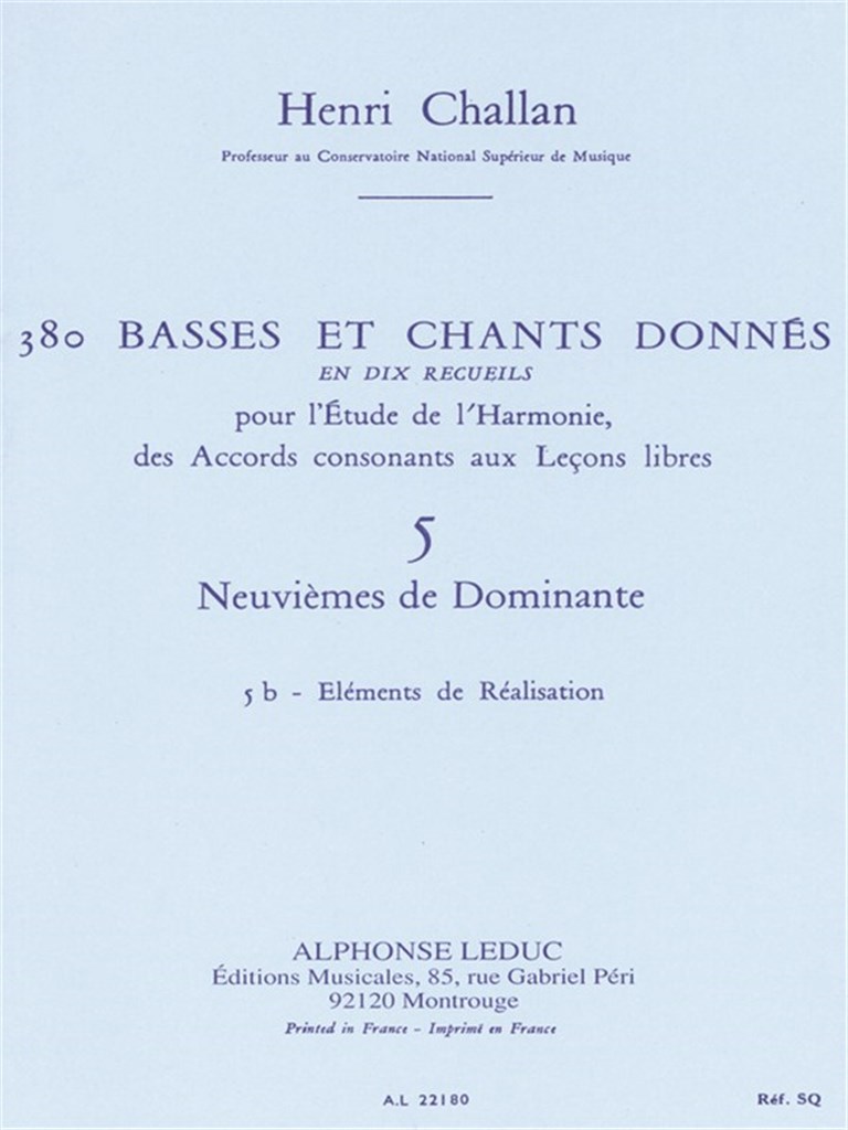 Henri Challan: 380 Figured Bass Exercises 5B