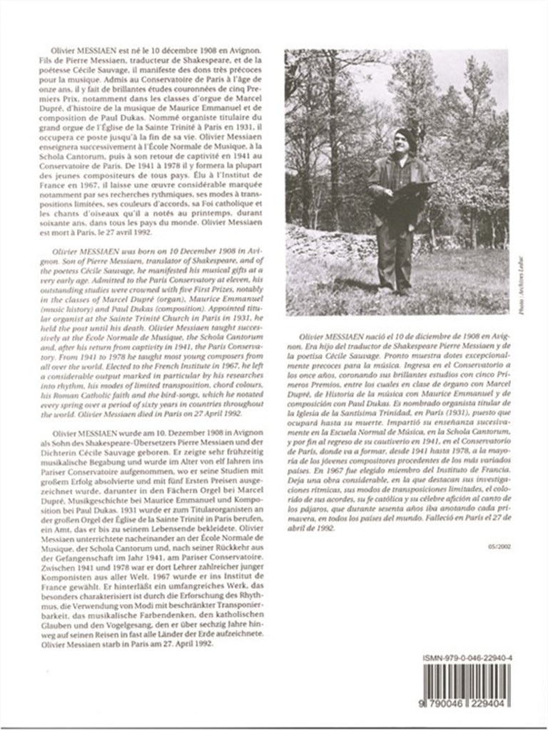 Olivier Messiaen: Catalogue Of Birds For Piano