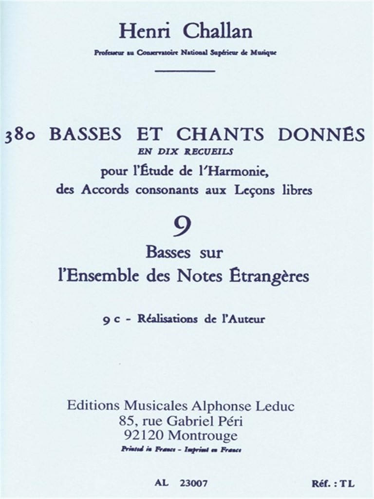 Henri Challan: 380 Figured Bass Exercises 9c