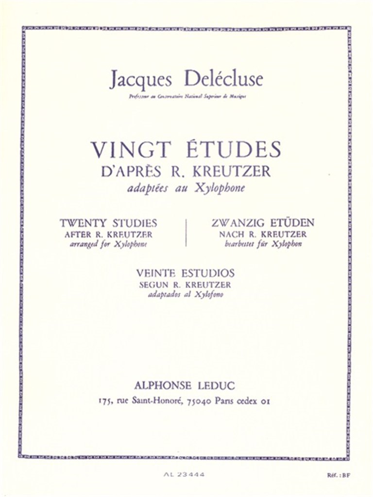 20 Etudes d'après Kreutzer adapt. pour Xylophone