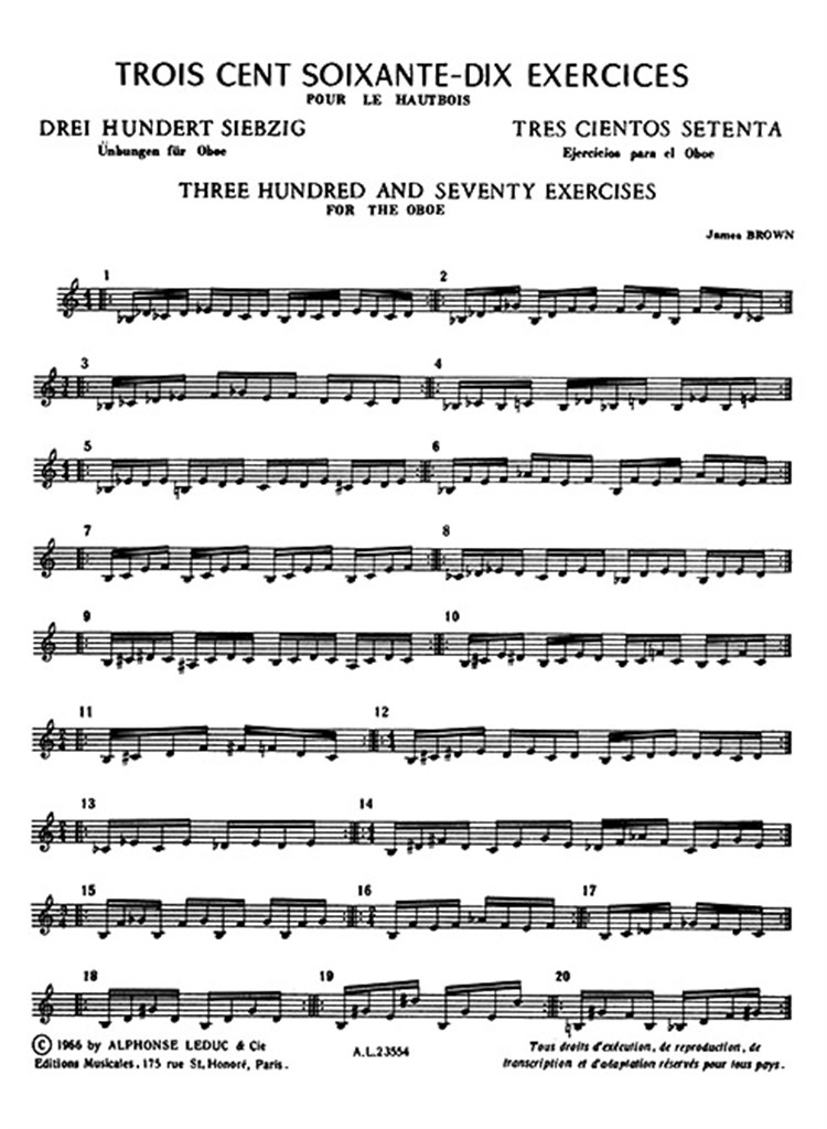Three Hundred And Seventy Exercices For The Oboe