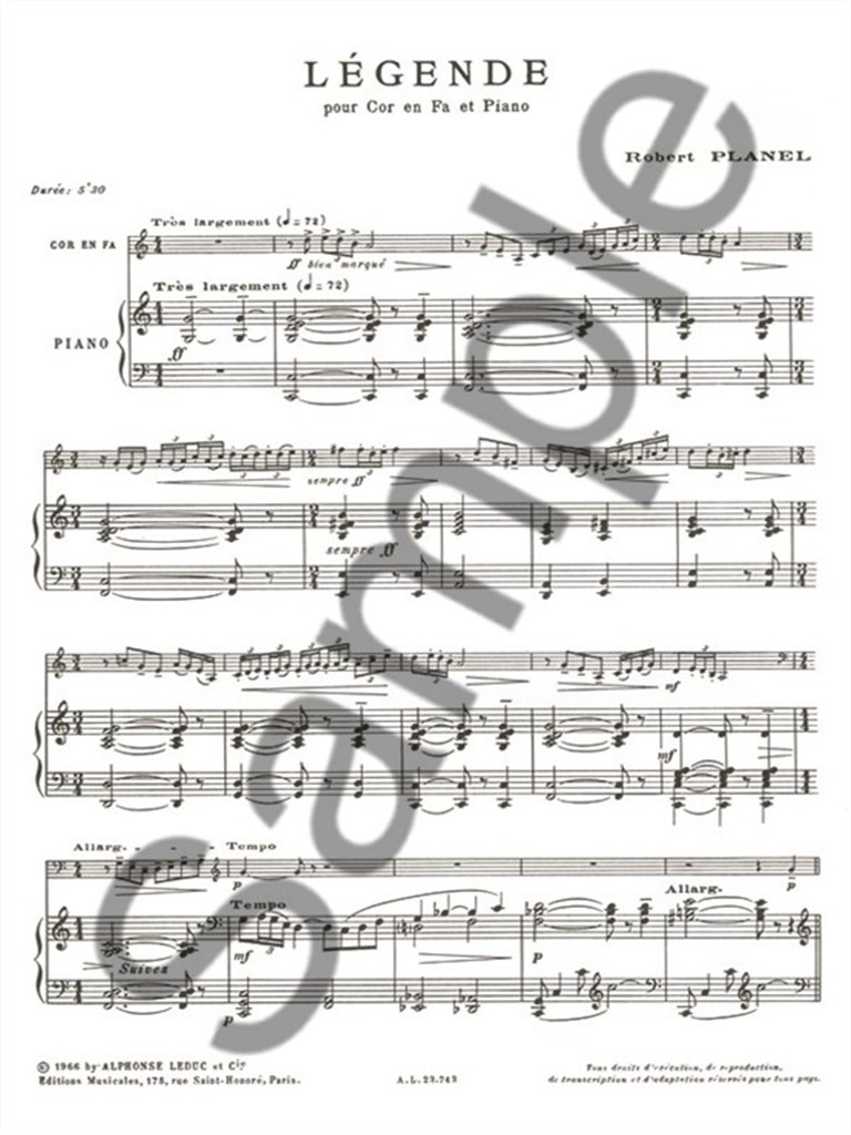 Legende Cor En Fa Et Piano