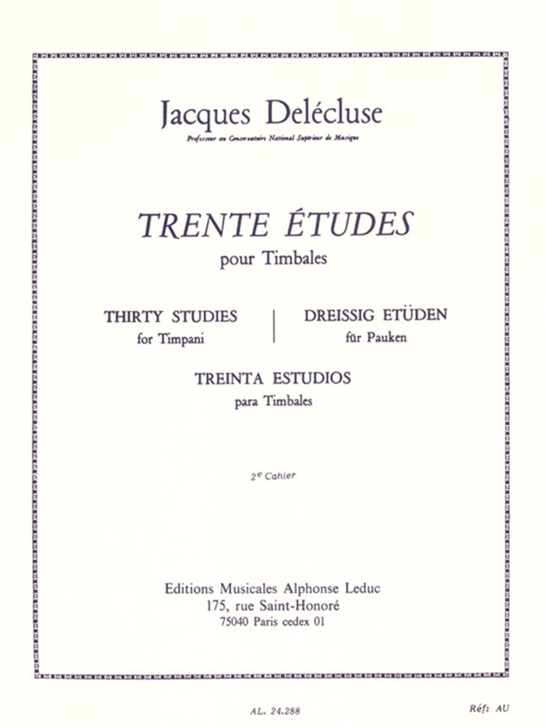 30 Etudes Cahier 2 pour Timbales