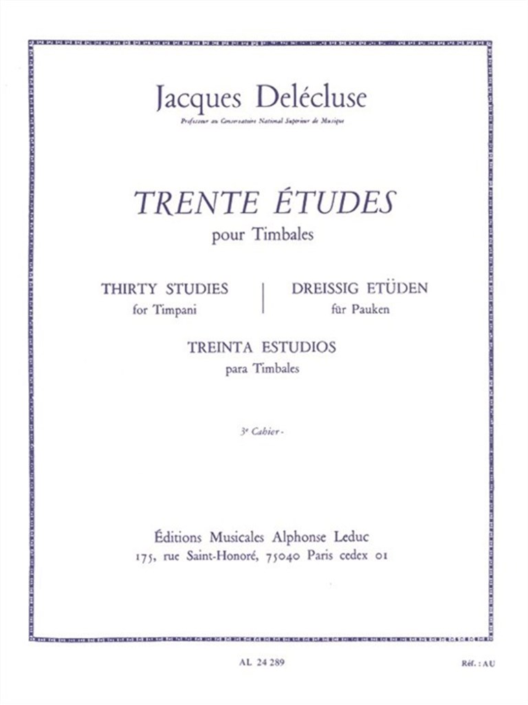 30 Etudes Cahier 3 pour Timbales
