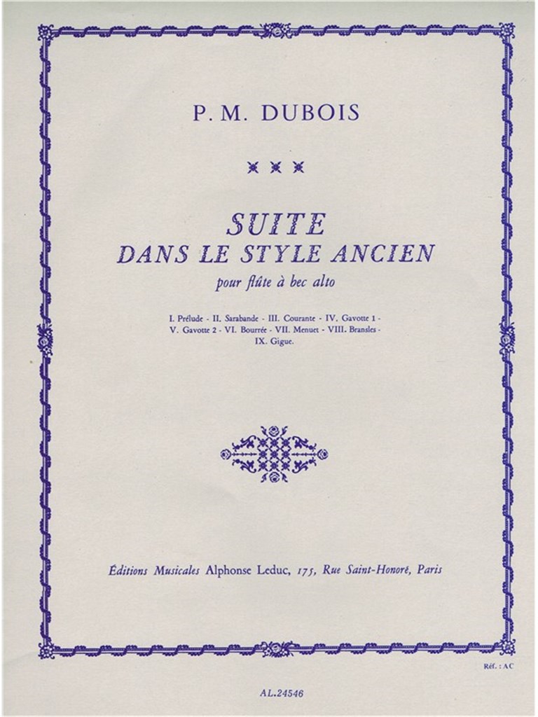 Suite dans le Style ancien for Alto Recorder Solo