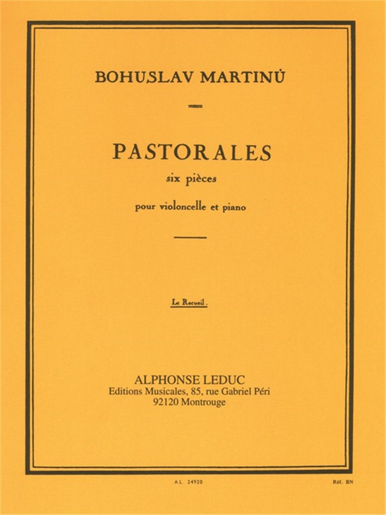 Pastorales, Six Pieces for Cello and Piano