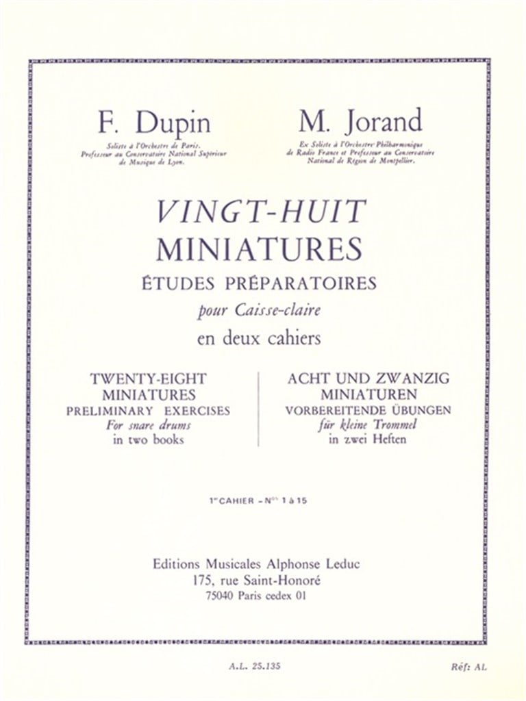 28 Miniatures Études Préparatoires for Snare Drum