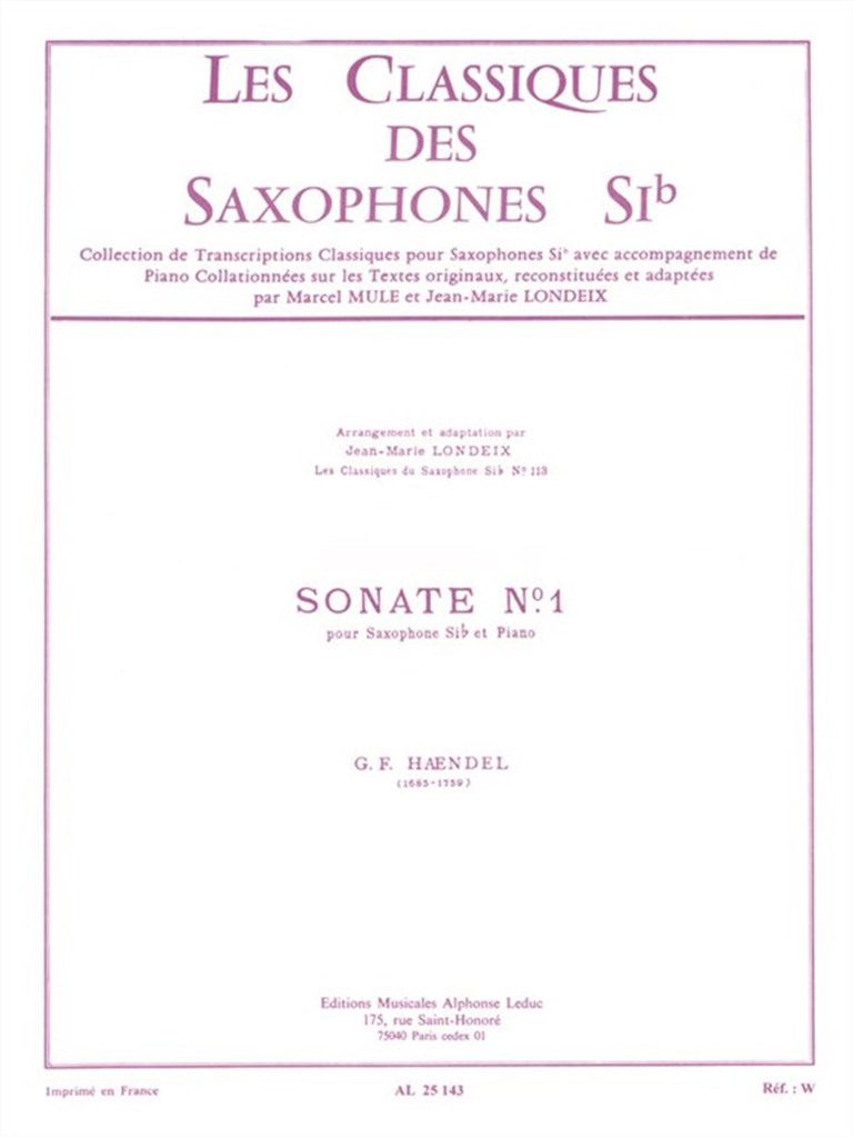 Sonata No.1 Op.1 No.8 (Tenor Saxophone/Piano)