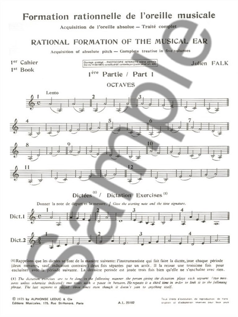 Formation Rationnelle De l'Oreille Musicale Vol. 1
