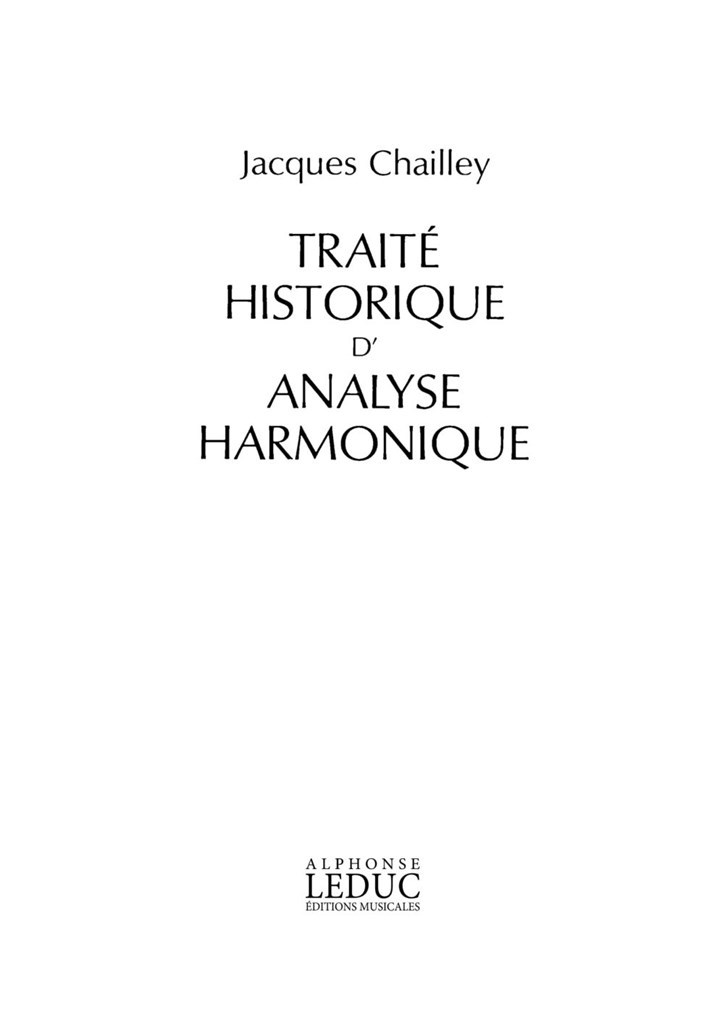 Traite Historique Danalyse Harmonique Music Theory