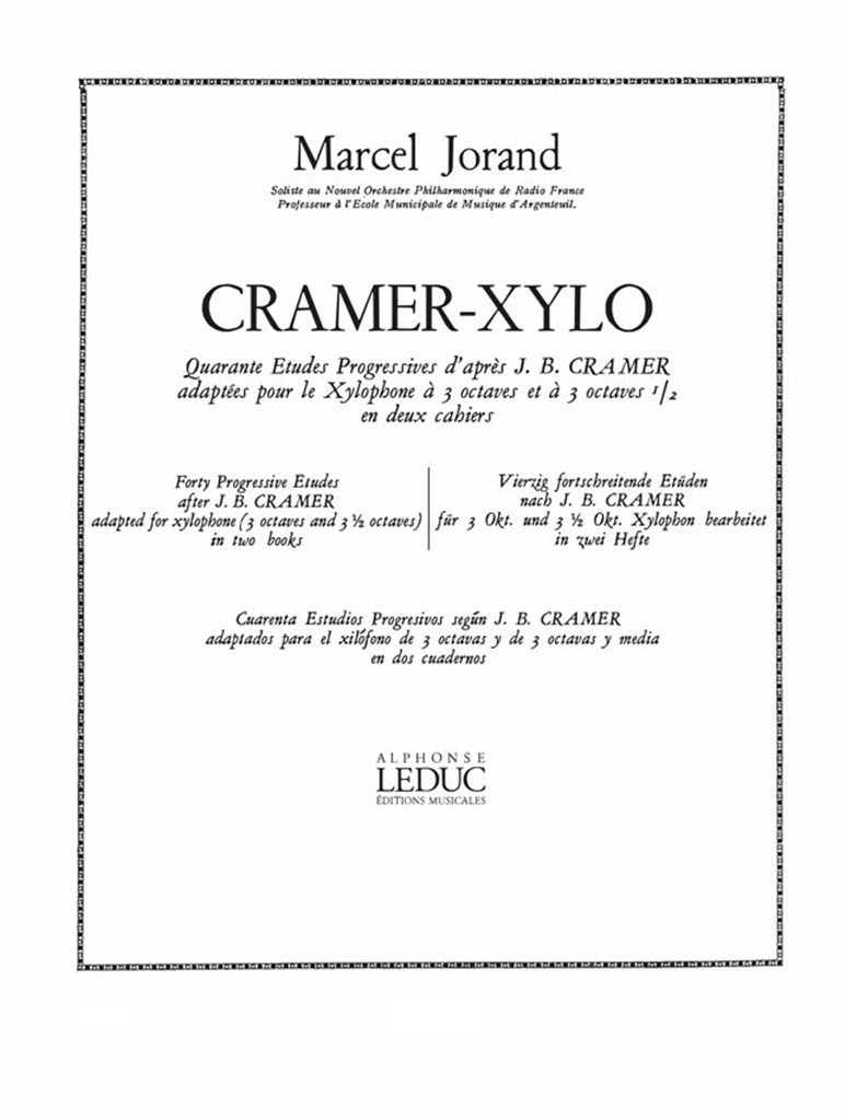40 Etudes D'Apres Cramer Vol. 1 Xylophone