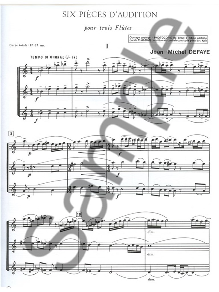 Pieces(6) D'Audition