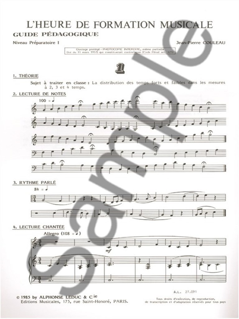 Heure De Formation Musicale Preparatoire 1