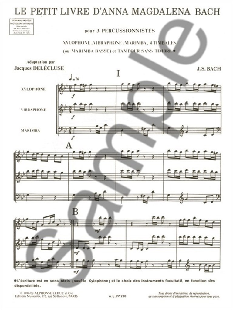 Petit Livre D'Anna Magdalena Bach