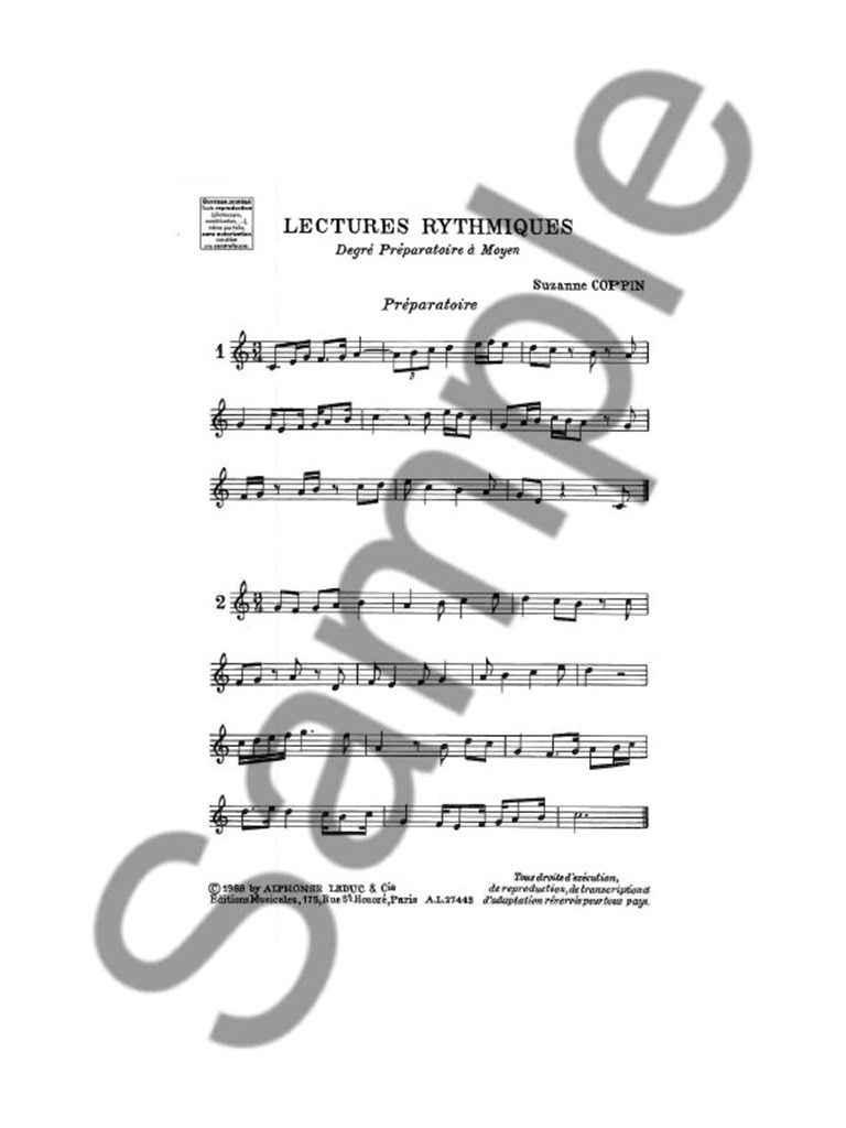 Lectures Rythmiques Degre Preparatoire A Moyen