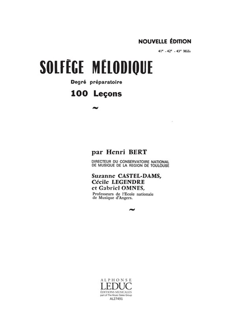 Solfege Melodique 100 Lecons Degre Preparatoire