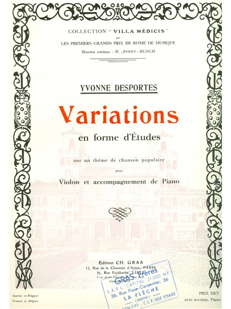 Yvonne Desportes: Variations en Forme dEtudes...