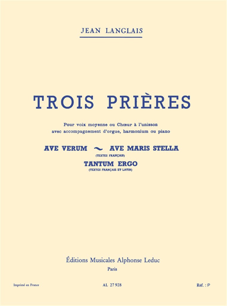 Three Prayers For Medium Voice and Organ