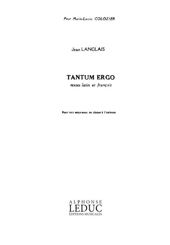 3 Prieres No.3 Tantum Ergo Voice a Cappella Choral