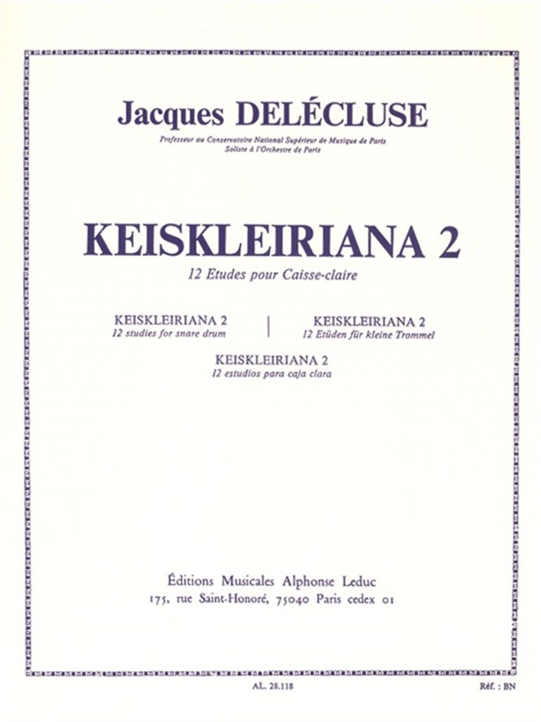 Keiskleiriana 2, 12 studies for Snare Drum