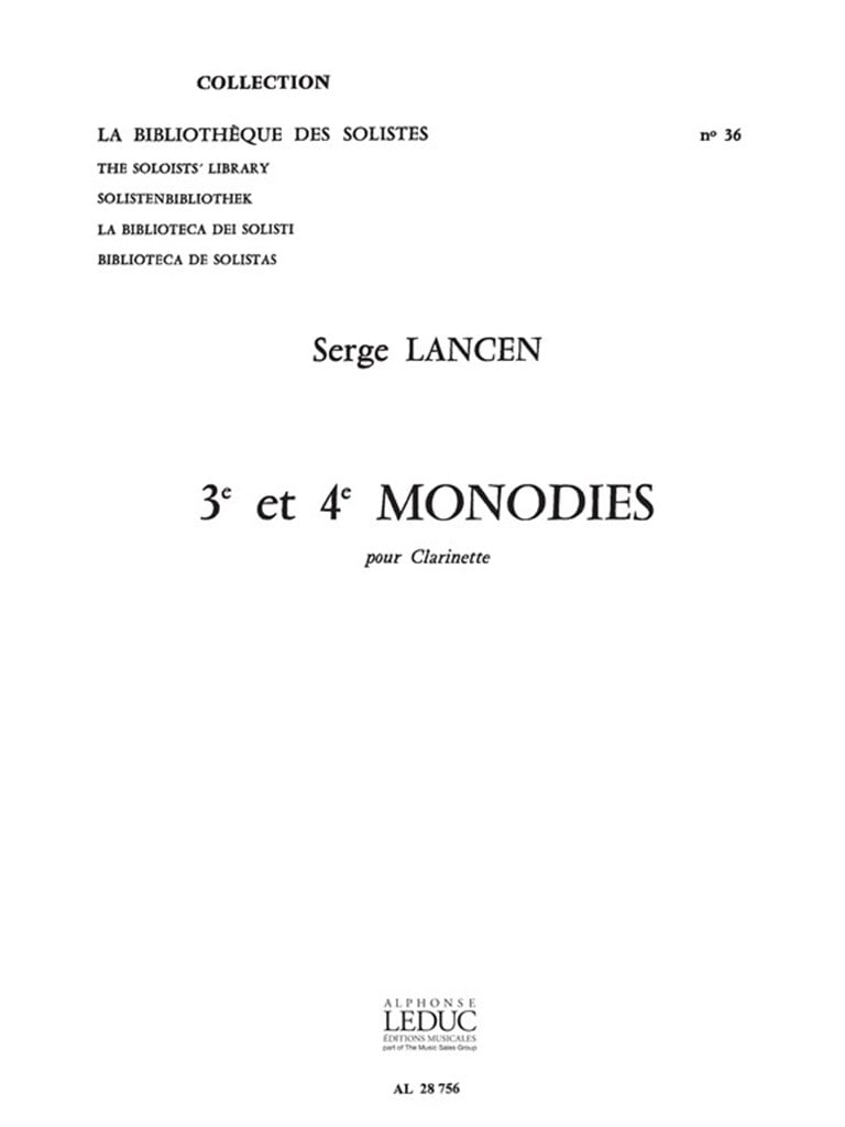 3eme et 4eme Monodies Lm036 Clarinet In B Flat