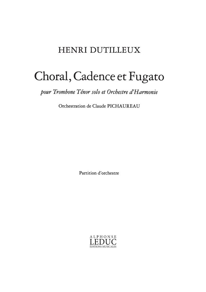 Choral, Cadence Et Fugato