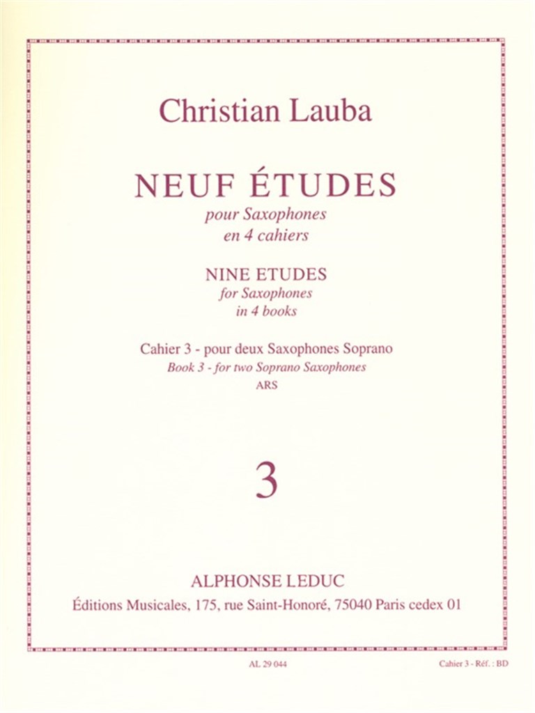 Etudes 9 3 For 2 Sop Saxes