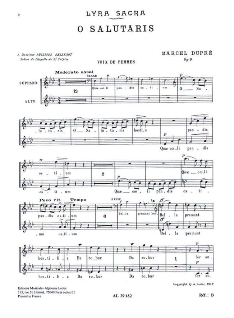 Marcel Dupre: 4 Motets Op.9, No.1: O Salutaris