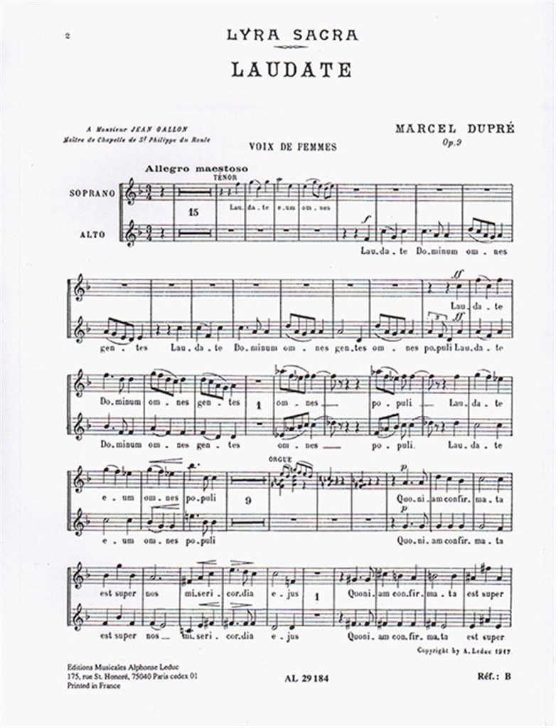 Laudate Dominum Op. 9 No.4 (SA)