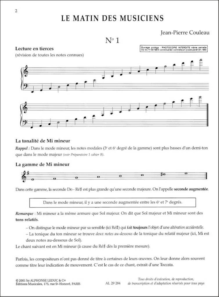 Le Matin des Musiciens - Preparatoire 2, Vol.A
