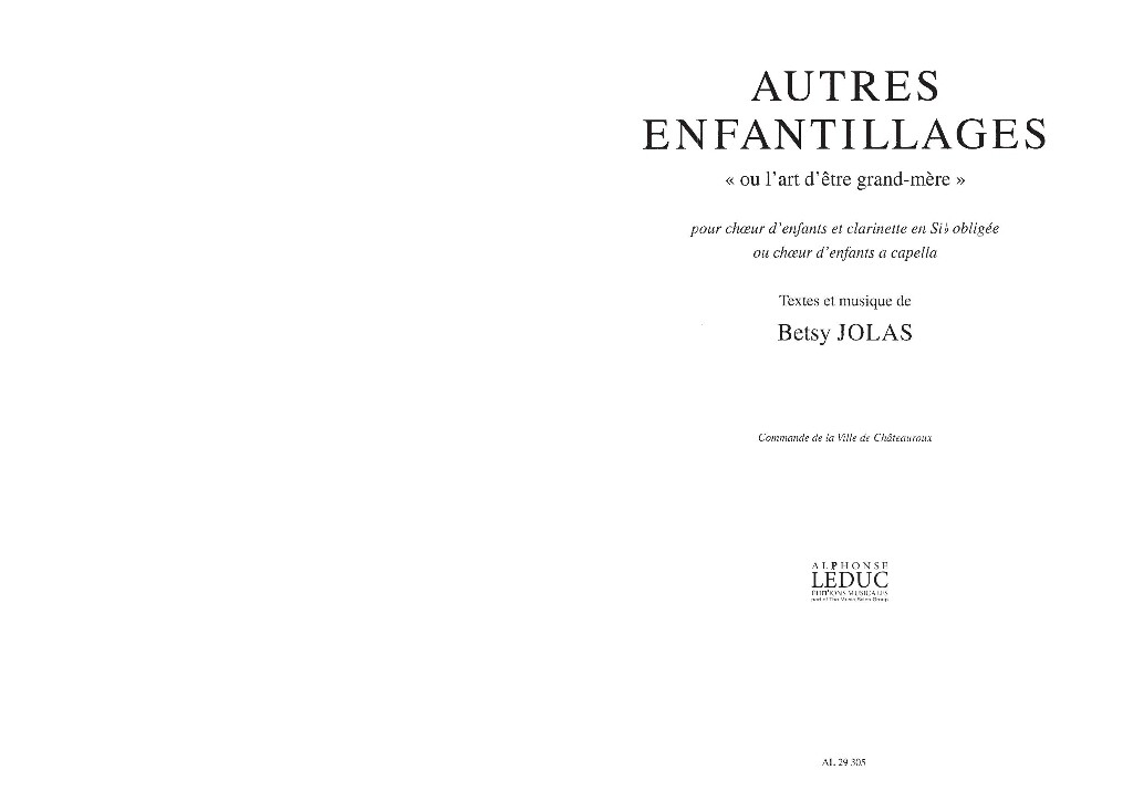 Betsy Jolas: Autres Enfantillages