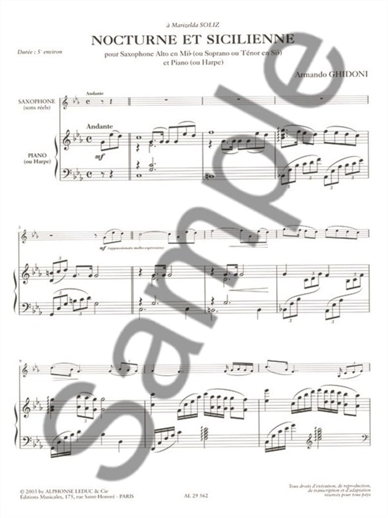 Nocturne et Sicilienne (Alto Saxophone, Piano)