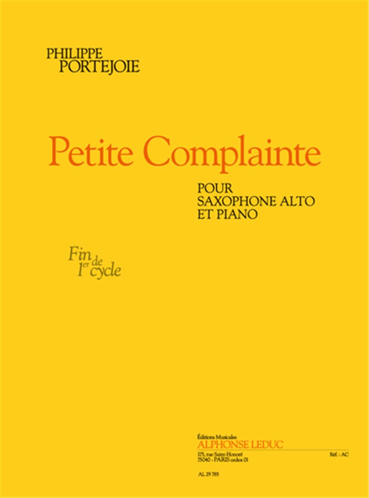 Little Complaint, for Alto Saxophone and Piano