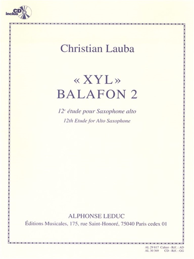 XYL Balafon 2, 12th Study for Alto Saxophone