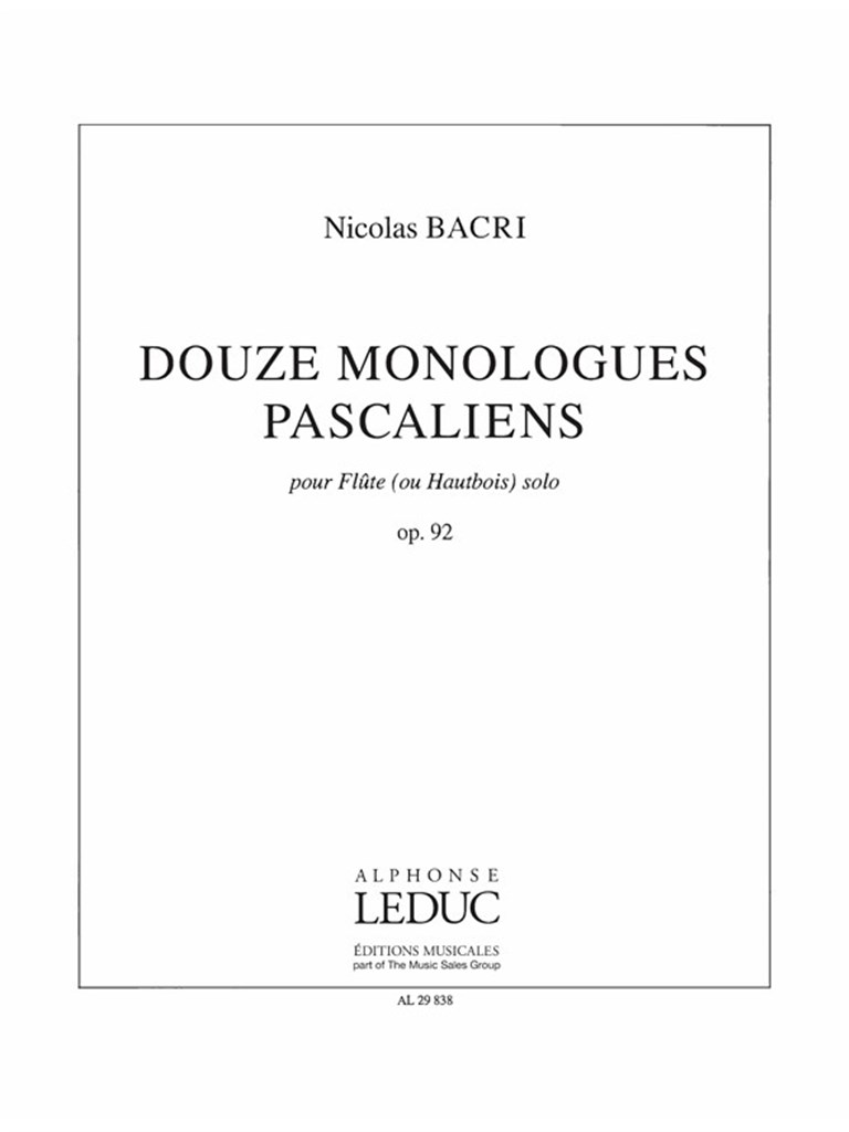 Monologues Pascaliens 12 Op 92