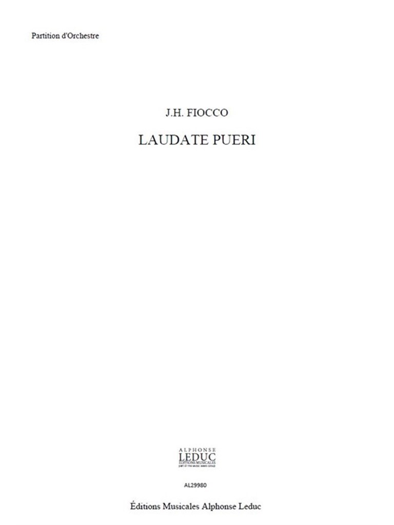Fiocco Lemaire Laudate Pueri Soprano & Orchestra