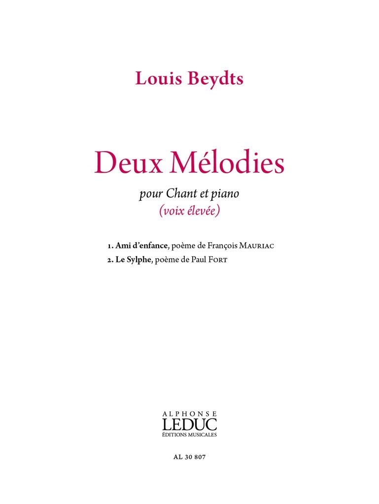 Deux Mélodies pour voix élevée