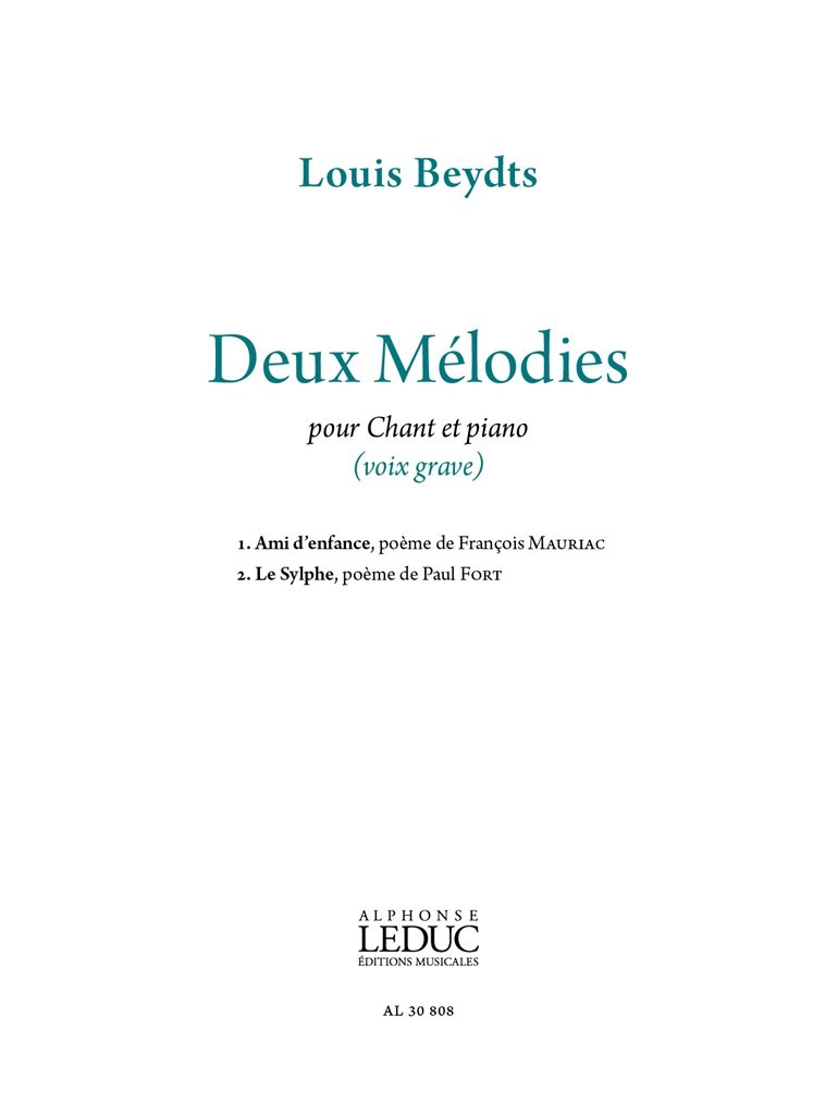 Deux Mélodies pour voix basse