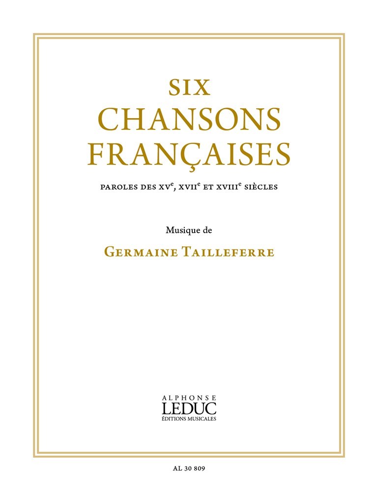 Six chansons françaises pour chant et piano