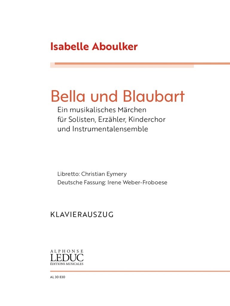 Bella und Blaubart, Vocal score