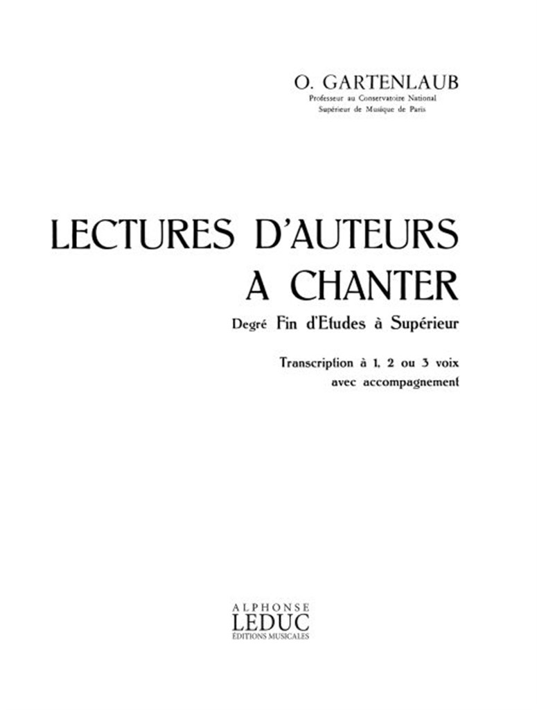 Lectures D'Auteurs A Chanter