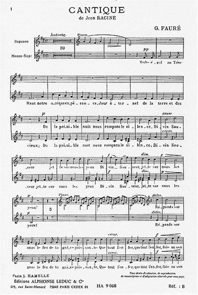 Cantique de Jean Racine Op.11