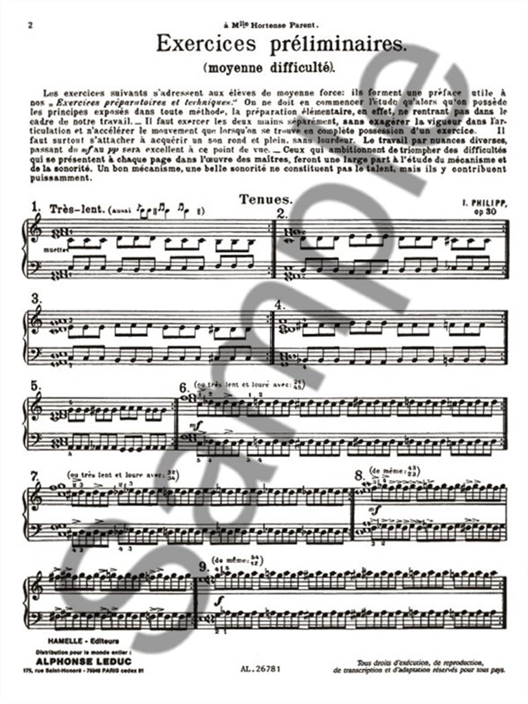 Exercices pour Pianoexercices Preliminaires